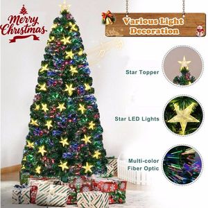Albero di Natale in Fibra Ottica Pre-Illuminato da 2,1 m con Grandi Stelle e Supporto in Metallo, Abete Verde Artificiale, Materiale Adatto ai Animali Domestici - Product Image 6