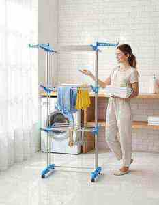 Four Layer Stainless Steel Round Foldable Clothing Drying <b>Rack</b> And Balcony Laundry Organizer With SS 202 Grade And Portable - Product Image 2