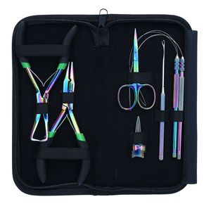 Kit d'outils professionnels pour extensions capillaires : Pince à sertir pour perles, Kit de crochets et boucles, Mini ciseaux, Doigtier de séparation en acier inoxydable - Product Image 1
