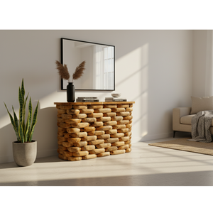 ARTERRA Luxury Pebble Stack <b>Console</b> Coffee <b>Table</b> Living Room Furniture Handmade Teak Wood Modern <b>Rustic</b> Design CS-001 - Product Image 6
