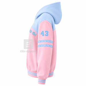 Sudadera personalizada de la hermandad Gamma Phi Delta con logo bordado en la parte delantera, color azul cielo y rosa, manga larga, de algodón, para mujer. - Product Image 3