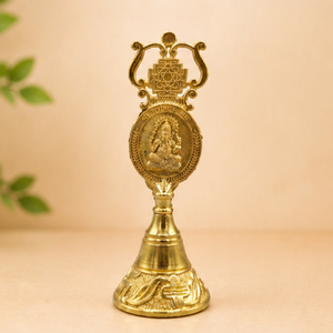 Brass Lakshmi Ganesh Temple Bell for Pooja and Religious Worship Hindu Prayer <b>Mandir</b> Ghanti Traditional Brass Hanging Bell for - Product Image 1