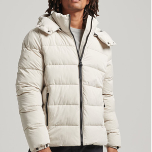 Men's Puffer Jacket Winter Warm Thick Polyester Windproof Casual <b>Covered</b> <b>Button</b> Closure Solid Color Regular Fit Front High - Product Image 5