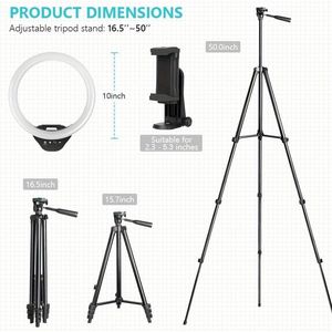 10 ''anello luce 50' allungabile treppiede luci LED cerchio porta telefono compatibile tutti i telefoni per Live Streaming YouTube - Product Image 5
