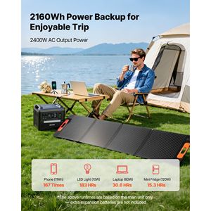 Stazione di Alimentazione Portatile 2400W con Pannello Solare Pieghevole 200W, Batteria LiFePO4 Espandibile 2160Wh, Generatore Solare ad Alta Capacità - Product Image 2