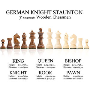 Jeu d'échecs de luxe en bois de 15 pouces avec tiroirs de rangement, pièces d'échecs Staunton en bois massif fabriquées à la main, plateau pliable classique, jeu d'échecs - Product Image 5