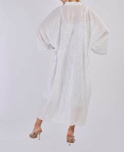 Wholesale Modest Dubai Beaded <b>Sequined</b> Long Sleeve Abaya Muslim Traditional Handmade Wedding Eid Ramadan Women Polyester - Product Image 4