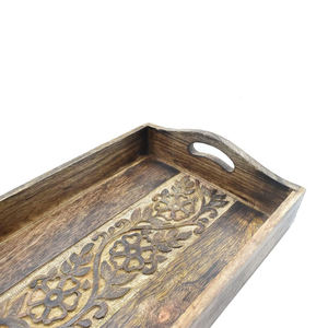 Acacia Wood Polished Portable Octagon Serving Tray for Catering Coffee <b>Table</b> <b>Kitchen</b> or Home Decor - Product Image 2