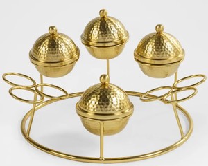 Arabic 4 Piece Serving Bowl Set with Stand Covered Dates Nuts Dry Fruit <b>Sweets</b> Snack Bowls Tableware Serving for Ramadan <b>Party</b> - Product Image 2