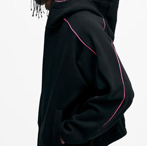 Sudadera con capucha para hombre de alta calidad con logotipo personalizado, cremallera completa, corte ajustado, de felpa, con cordón, informal - Product Image 4