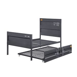 Letto matrimoniale in metallo color canna di fucile con piattaforma completa - Product Image 1