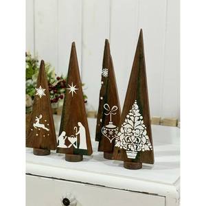 Sapin de Noël décoratif en bois et MDF pour la décoration de la maison, accent festif des fêtes - Product Image 6