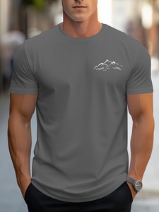 T-shirt en polyester pour homme, décontracté, col rond, léger, respirant, tissu doux, manches courtes, coupe régulière, confortable, tendance - Product Image 1