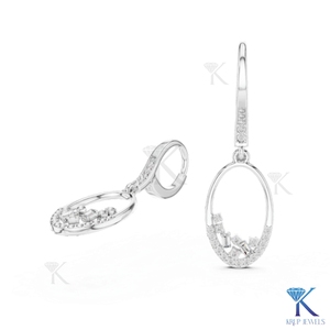 Pendientes de Diamantes CVD Cultivados en Laboratorio con Acento de Baguette y Cierre de Palanca, Oro Sólido de 14K/18K, Joyería Fina de Lujo para Mujer, para Bodas y Fiestas - Product Image 5