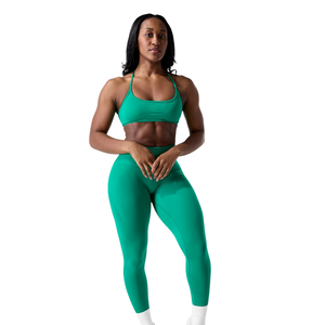 Leggings de yoga sans couture taille mi-haute pour femme, effet sculptant et contrôle du ventre, extensibles, pour la gym et l'entraînement, vert - Product Image 5