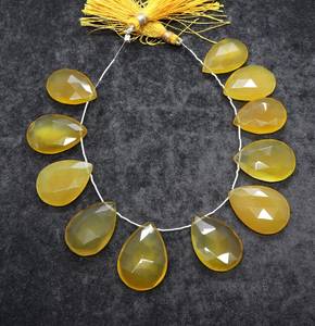 Cuentas facetadas de calcedonia amarilla AAA en forma de pera de 15x22 mm, cuentas de calcedonia en forma de pera para la fabricación de joyas, collares, pulseras, pendientes, a granel - Product Image 3