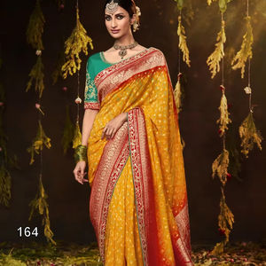 Dernier concepteur de Fab Zone Pure Georgette Soie Saree Zari Tissage Frontière Haute Qualité Ethnique Indien Pakistanais Parties Séquence - Product Image 1
