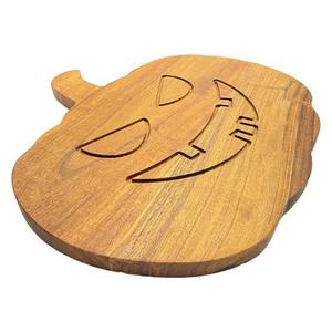 Pumpkin <b>Shaped</b> Wooden Chopping Board With Handle Round Acacia Wood Cutting <b>Block</b> For Kitchen Use Halloween boo spider custom - Product Image 1