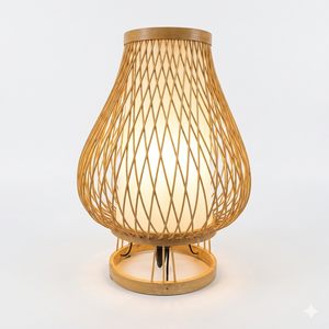 Lustre de plafond en osier écologique sur mesure, grand modèle, avec abat-jour en bambou et rotin pour la décoration - Product Image 4