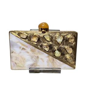 Bolso de mano azul real 2026 con detalles de perlas y piedras, MOP BAG para damas, precio mayorista India - Product Image 1