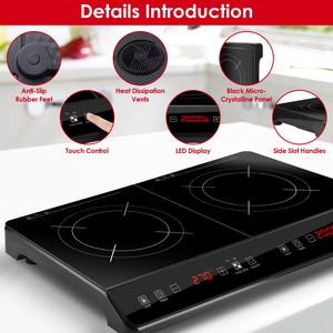 Portable Dual Burner Electric <b>Induction</b> Cooktop 1Pc 4000W 9 Power 9 Temperature 3H Timer Double <b>Induction</b> <b>Cooker</b> Stove for - Product Image 6