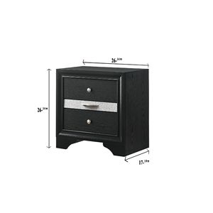 Comodino Moderno di Lusso in Legno Massello con 2 Cassetti e Vassoio Estraibile per Gioielli, Pannello Argento, Arredamento Camera da Letto - Product Image 4