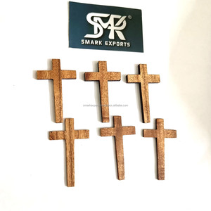 Colgante de Cruz de Madera de Acacia Pintado a Mano, Amuleto Cristiano, Ligero, Collar de Pascua, Rosario y Llavero - Product Image 1