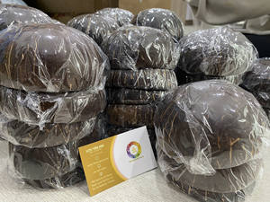 Cuenco de cáscara de coco natural hecho a mano con juego de tenedor de madera Material de PC ecológico para fiestas de boda utensilios de cocina vajilla - Product Image 5