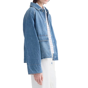 Top Trending Women's <b>Cropped</b> <b>Denim</b> <b>Jacket</b> Boxy Fit Organic Cotton Casual Fashion Outerwear Custom Private Label OEM Manufacturer - Product Image 2