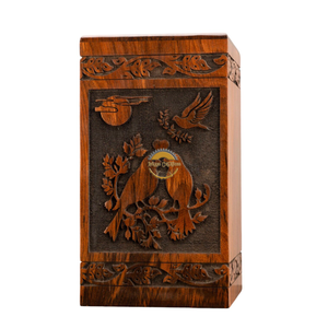 AYAANS Rosewood wooden Hand Carved Wooden Hot Selling cremation Urn <b>Box</b> for Adult Ashes Wholesale Cremation Urns (6X6X11)IN - Product Image 3