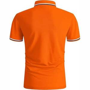 INDEX Men's <b>Orange</b> <b>Polo</b> <b>Shirt</b> Short Sleeve Knitted Solid Color Casual Style Regular Fit Button Design - Product Image 2