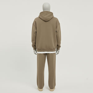 Men's Brown Full Zip Fleece Tracksuit Two Piece Set Oversized Zip Up <b>Hoodie</b> And Sweatpants Casual <b>Plain</b> Sportswear Activewear - Product Image 3