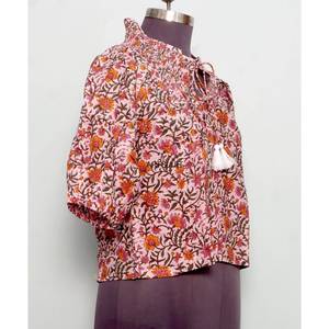 Hauts pour femmes confortables, élégants, doux, vintage, à imprimé floral, 100% coton, respirants, écologiques, séchage rapide, mi-été/hiver - Product Image 4