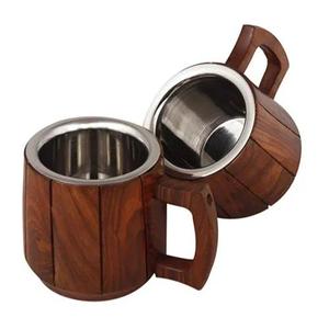 Chope à bière écologique artisanale en bois de manguier et acier, tasse à bière artisanale haut de gamme - Product Image 4