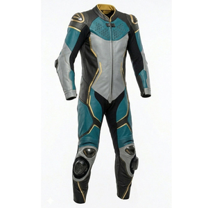 Combinaison de moto pour homme en cuir 220g imperméable, doublure thermique amovible, respirante, ventilée, protection - Product Image 2