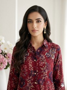 Ensemble Kurti et Palazzo en Rayonne et Coton Imprimé de Qualité Supérieure avec Broderie Métallisée – Léger, pour Usage Quotidien et Décontracté - Product Image 3