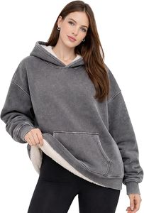 Heavyweight Acid Wash Fleece Hoodie Winter Wear Vintage Washed <b>Sherpa</b> Hoodie Streetwear Sweatshirt Custom Logo <b>Sherpa</b> <b>lined</b> - Product Image 2