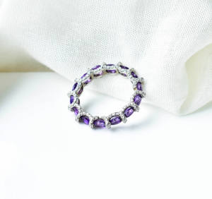 Bague Statement en Améthyste Royale Naturelle, style Eternity Bloom Halo Cluster, en Argent Sterling 925, fabriquée à la main pour un usage quotidien - Product Image 5