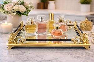 Rectangular Gold Plated <b>Storage</b> <b>Tray</b> With Polished Finish Classic Design For Table Use - Product Image 3