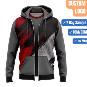 Custom Sublimated <b>Zip</b> <b>Up</b> Hoodie Men's Fleece Jacket Abstract Print Wholesale Manufacturer - Product Image 1