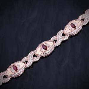 Pulsera de eslabones de moissanita chapada en oro rosa, cadena cubana, brazalete para hombre, joyería unisex para fiestas - Product Image 4