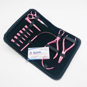 Kit Profesional de Herramientas para Extensiones de Cabello de Acero Inoxidable, Alicates Rosados, Aguja de Tracción, Enhebrador de Bucles, Anillas Micro, Clips para Cabello - Product Image 2