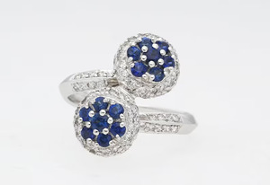 Anillo de compromiso para mujer con diseño de flor vintage, racimo de diamantes, engaste pavé, chapado en rodio, plata 925, aleación, certificado IGI - Product Image 3