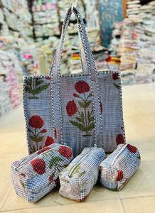 Sac à bandoulière matelassé vintage en coton imperméable à motif géométrique avec fermeture éclair pour le voyage et l'usage quotidien - Product Image 2