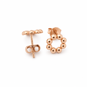 Boucles d'oreilles clous cercle perlé en or rose 18 carats pour femme, finition polie, style minimaliste, pour usage quotidien, bijoux de fête, cadeau - Product Image 3