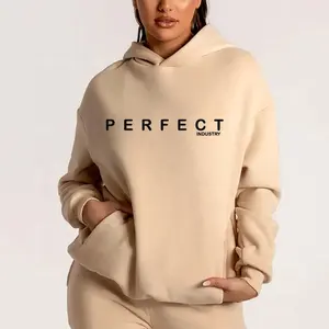 Sweat-shirt à capuche de luxe surdimensionné 100% coton, logo personnalisé, épaules tombantes, décontracté, Long pour femmes, 2023