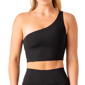 เสื้อครอปท็อปผู้หญิงคุณภาพพรีเมียม ดีไซน์เซ็กซี่แบบเปิดไหล่ข้างเดียว สไตล์สตรีทแวร์ ผ้าริบ ทรงเข้ารูปแบบลำลอง แขนกุด ทรงสั้น ดีไซน์ไม่สมมาตร - Product Image 1