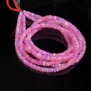 Perles d'opale éthiopienne rose facettées en forme de rondelle 3-4 mm, pierres en vrac pour la fabrication de bijoux, vente en gros - Product Image 3