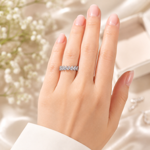 Luxury Pear Lab Grown Diamond Band | 10K White Gold Anniversary Wedding <b>Ring</b> | Elegant Stackable Bridal Band | Fine Jewelry Gift - Product Image 2