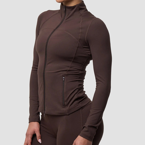 Women's Plus Size Workout Jacket Full Zip Breathable Four-Way Stretch Running <b>Thumb</b> <b>Holes</b> Slim-Fit Yoga Athletic Gym Jackets - Product Image 2